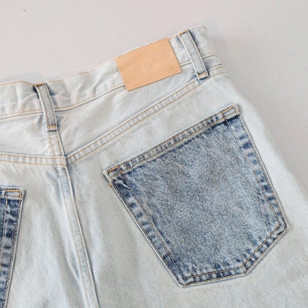 Mango High Rise Straight Patchwork Jeans Womens 6… - image 6